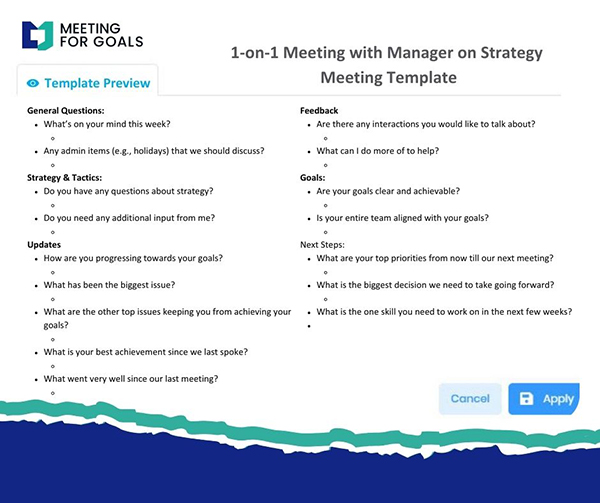 1 On 1 Meeting Template For Managers