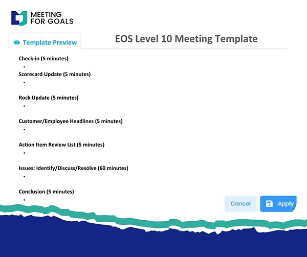 EOS Level 10 Meeting Agenda Template Meeting Agenda