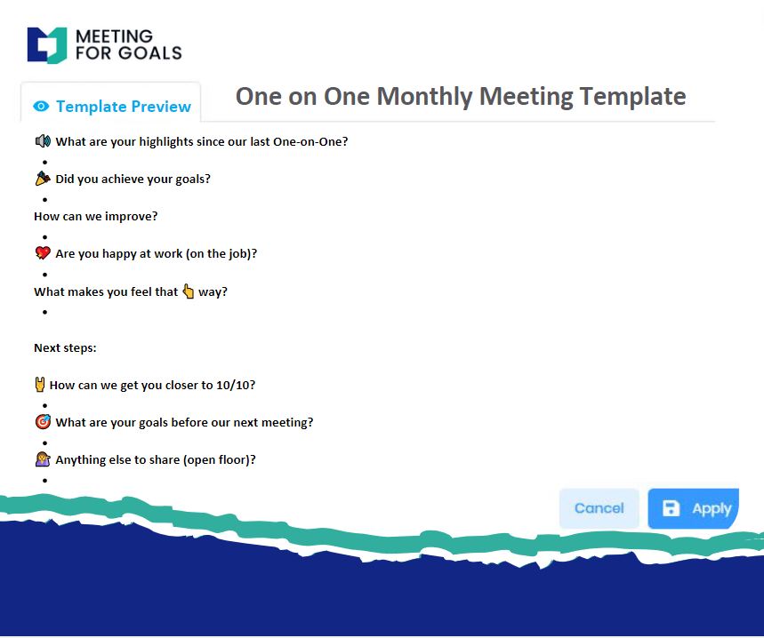 1-on-1 Monthly Meeting Template