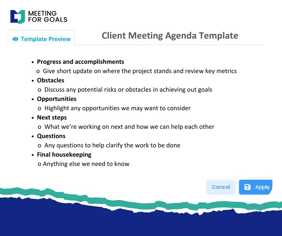 client meeting agenda templates photography