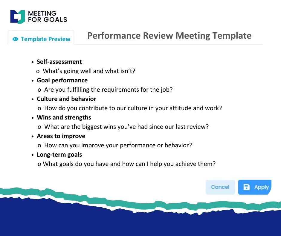 Performance Review Template - Meeting For Goals